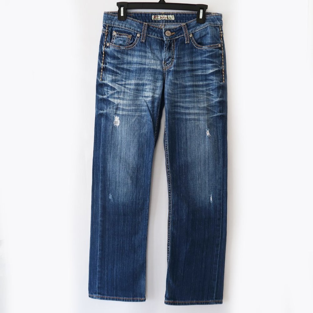 SOLD |BKE Tenley Distressed Low Rise Bootcut Jeans